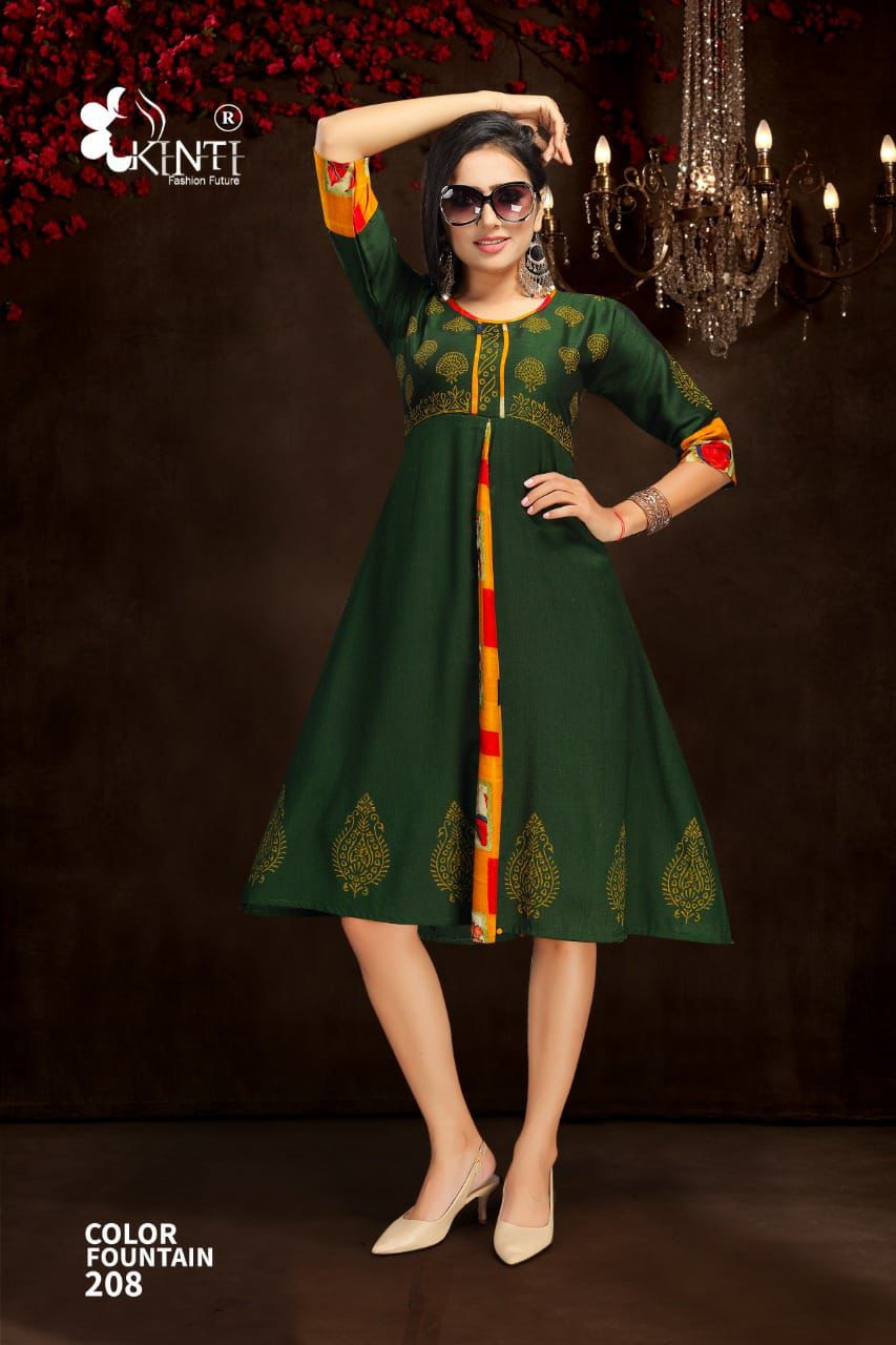 Kinti Colour Fountain 3 Fancy Ethnic Wear Rayon Anarkali Kurti Collection